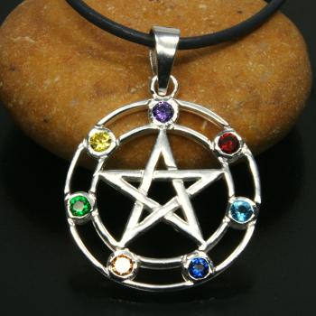 Pentagramm Chakra Anhänger Ø 26 mm aus Sterlingsilber